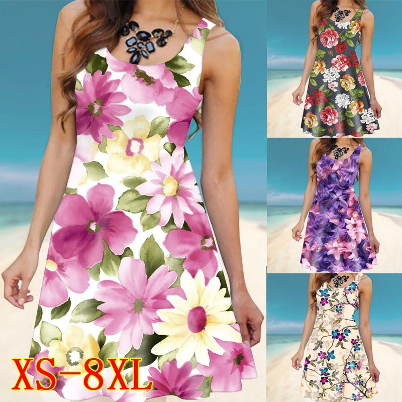 Buy Summer Dress Sleeveless Women Printing Dresses Casual Dress at