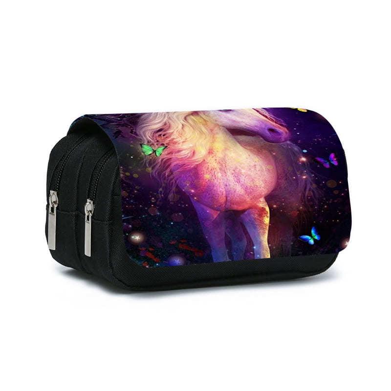 Unicorn Double Layer 3D Printing Flip-top Pencil Case with Large Capacity for Students. Double Layer Flip-top Pencil Case