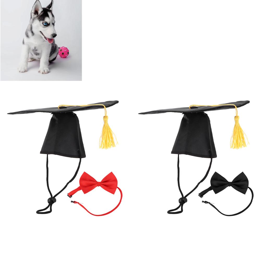 Pet Promoce Čepice s Motýlkem Límec Kravata Promoce Klobouky pro Psy a Malé Mazlíčky