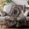 Cute Otter Portrait Blanket 2D Printed Soft Cozy Brown Natural Flannel Throw Blanket for Sofa Bed Living Room Warm Blanket Gift