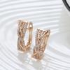 New  Rose Gold Long Earrings Women White Geometric Winding Natural Zircon Dangle Earrings Luxury Fine Fashion Jewelry