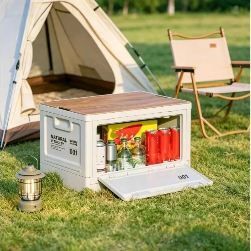 1Pcs Multifunctional Camping Box Foldable Car Trunk Storage Organizer With Bench & Cutting Board For Picnic