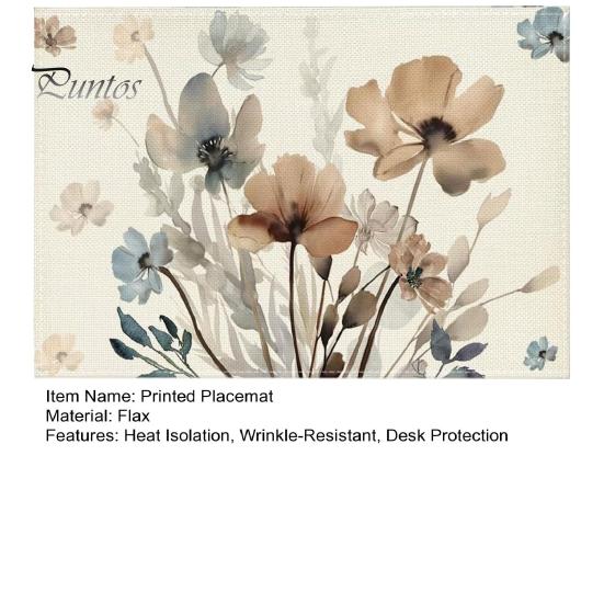 Colorful Table Decor Placemats 1/4 Pcs Printed Placemat Floral Pattern Heat Isolation Wrinkle-Resistant Desk Protection Party Kitchen Dining