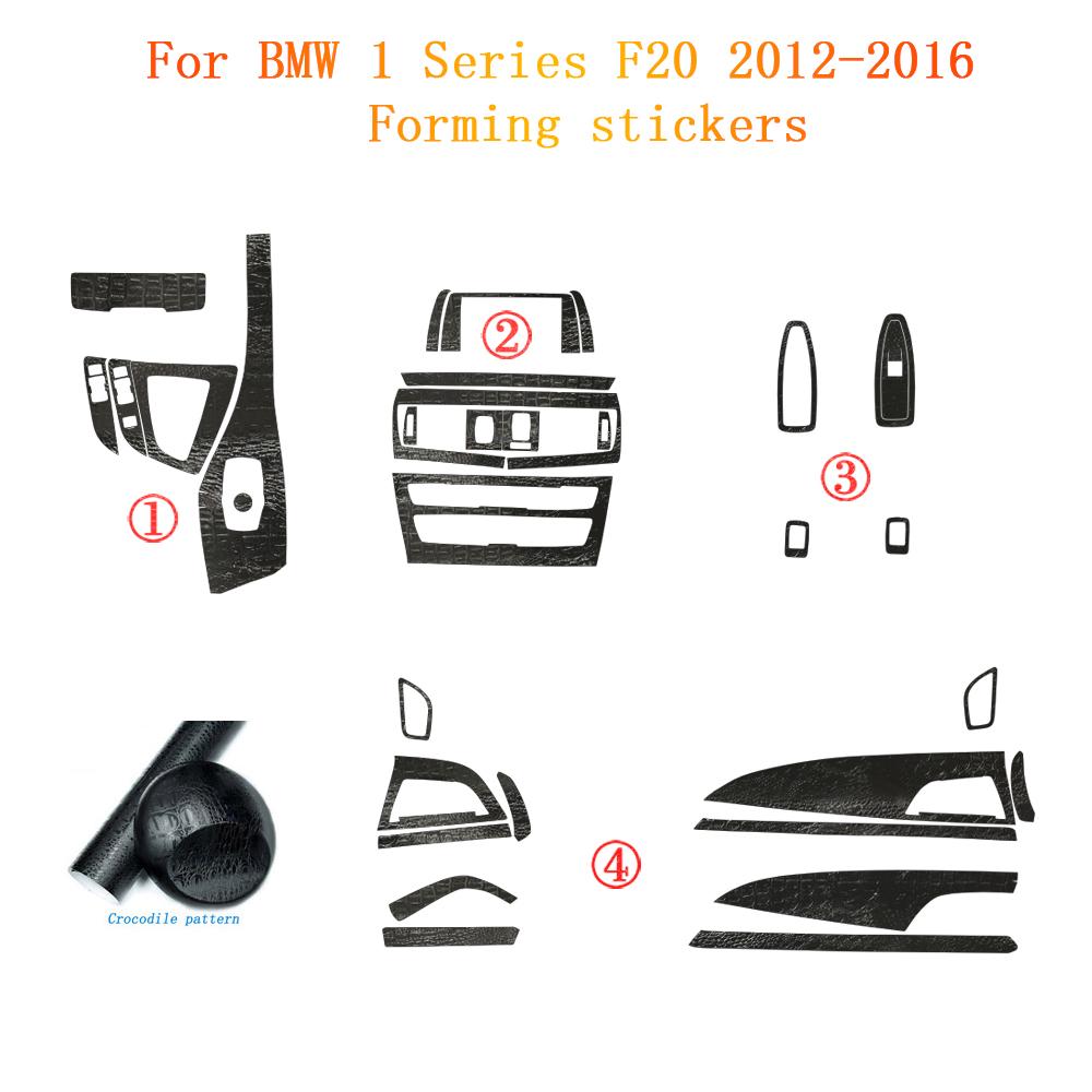 For BMW 1 Series F20 2012-2016 Interior Central Control Panel Door Handle 5D Carbon Fiber Stickers Decals Car Styling Accessorie