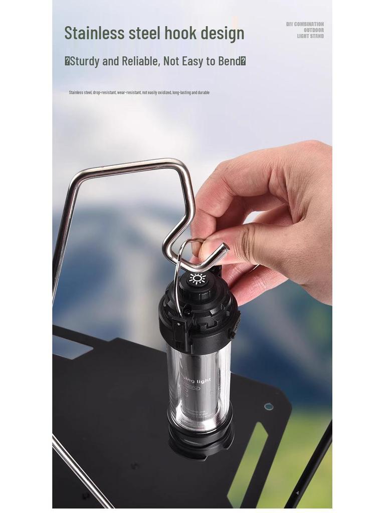 Outdoor Foldable Aluminum Alloy Tactical Lamp Stand for Camping