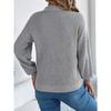 Women's Autumn/Winter Sweatshirt - Casual Openwork V-Neck with Twisted Lantern Sleeves - New Arrival Knitted Jumper