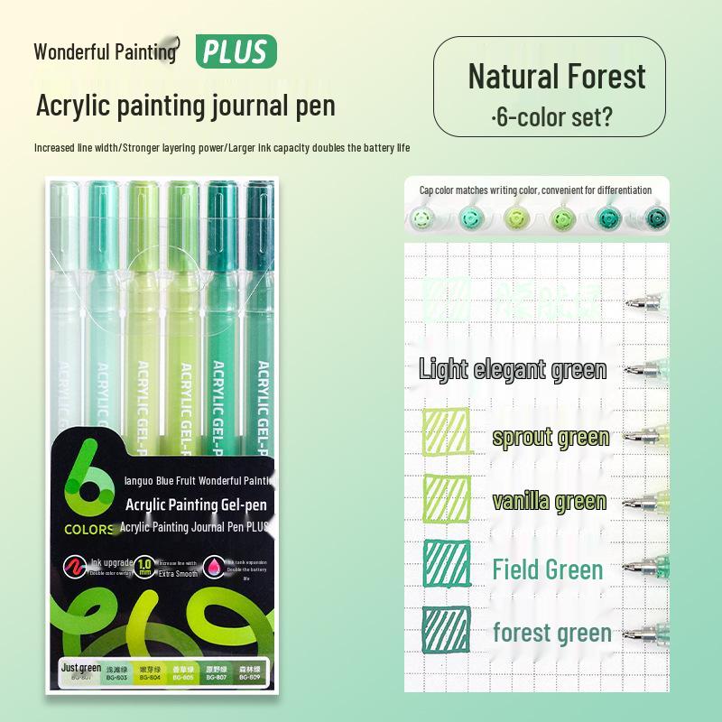 

Blueguo Acrylic Art Pen PLUS: Upgraded Graffiti & Handwritten Journal Pen 6 pens per box