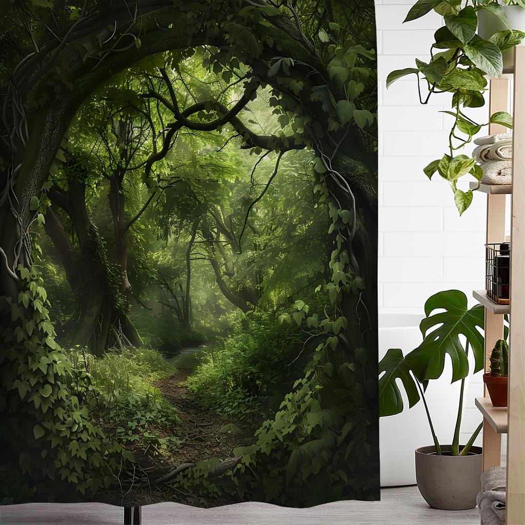Misty Forest Shower Curtain Multi-Style Bath Decor, Perfect for Those Who Love Nature-Inspired and Practical Designs