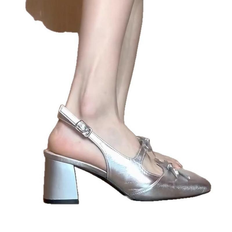 Francuskie Marie Jean Damskie Buty Kokarda Czółenka Kwadratowy Nosek Gruby Obcas Wysokie Obcasy i Klapki