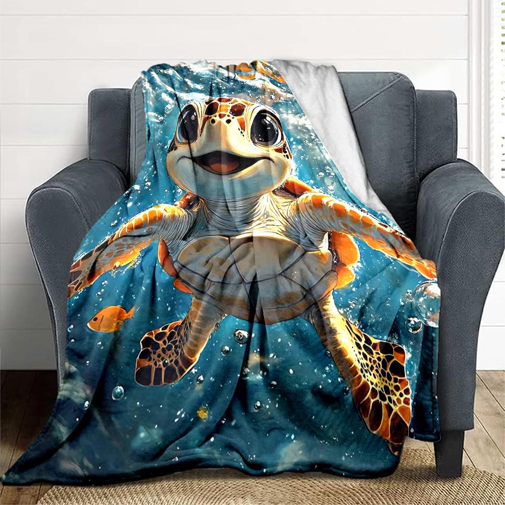 1 Stück Meereschildkröte Muster Druck Decke Leichte Flanell Überwurfdecke für Sofa, Bett, Wohnzimmer, Büro, Reisen im Freien, Camping