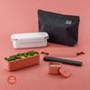 LocknLock Slim Lunch Box Set with Carry Pouch and Chopsticks Korean Portable Bento Meal Set 3 Colors
