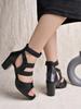Shoetopia Damen Blockabsatz Sandalen mit elastischen Knöchelriemen | Bequeme Mittelhohe Sandalen für Party & Freizeit