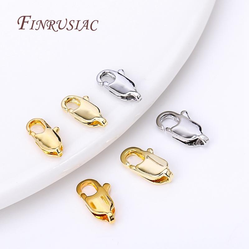 18K Gold Plated Brass Oval Lobster Clasp Connector Rhodium plated Lobster Clasps Lock DIY Jewelry Making Findings Supplies
