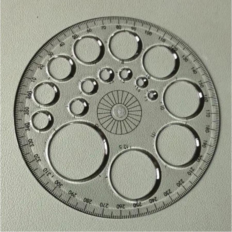 1pc Full Circle Protractor, 360-Degree Rotating Drawing Template Ruler with Compass Scale, Transparent, Student Drawing and Drafting Tool