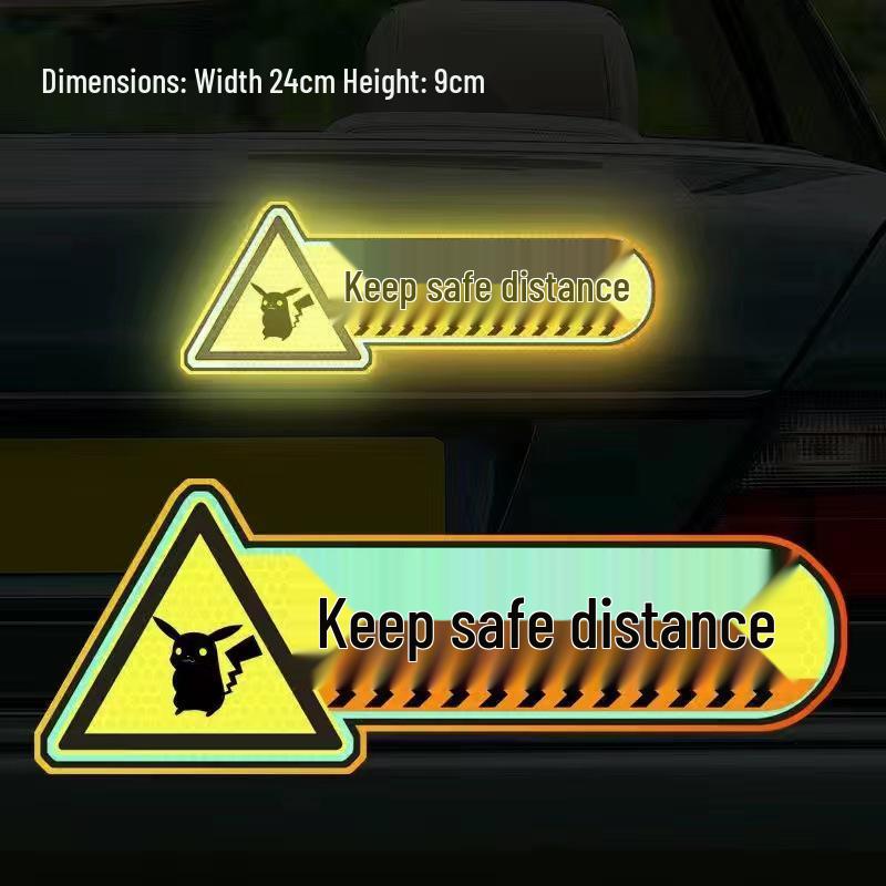 Creative Reflective Car Tail Sticker: High Beam Off Warning, Scratch Cover, Cartoon Design