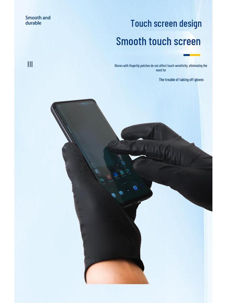 Zesílené protiskluzové nitrilové rukavice s diamantovou texturou pro domácnost, kuchyň, průmysl a automobilové opravy