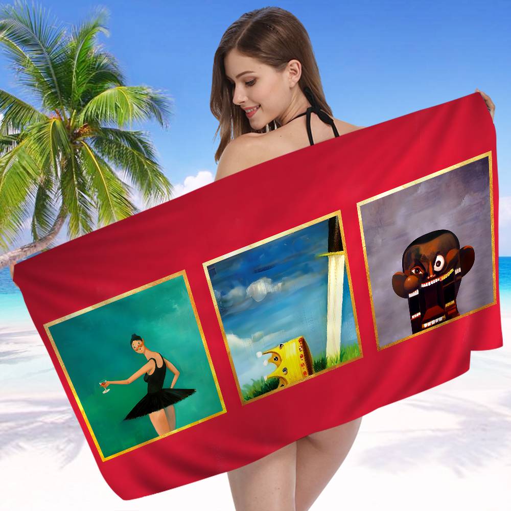 Hot Singer K-Kanye W-West Microfiber Printed Beach Towel Mountain Climbing Yoga Beach Swimming Running Absorbent Soft Towel