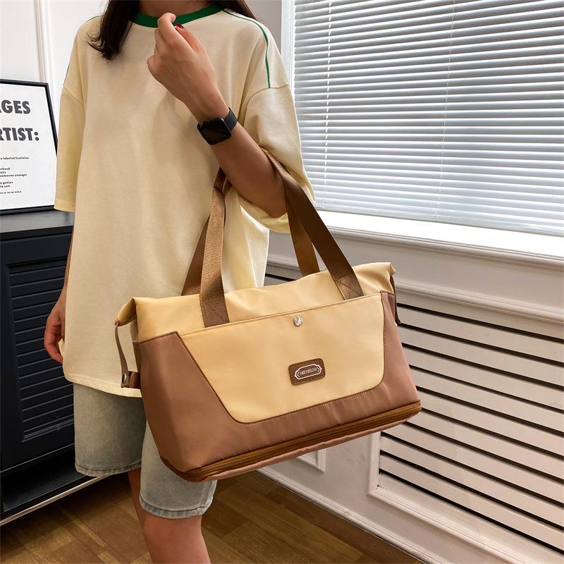 Travel Bag Large-capacity Wet and Dry Separation Expansion Duffel Bag Women's Sports Swimming Yoga Fitness Bag Contrasting Color Design