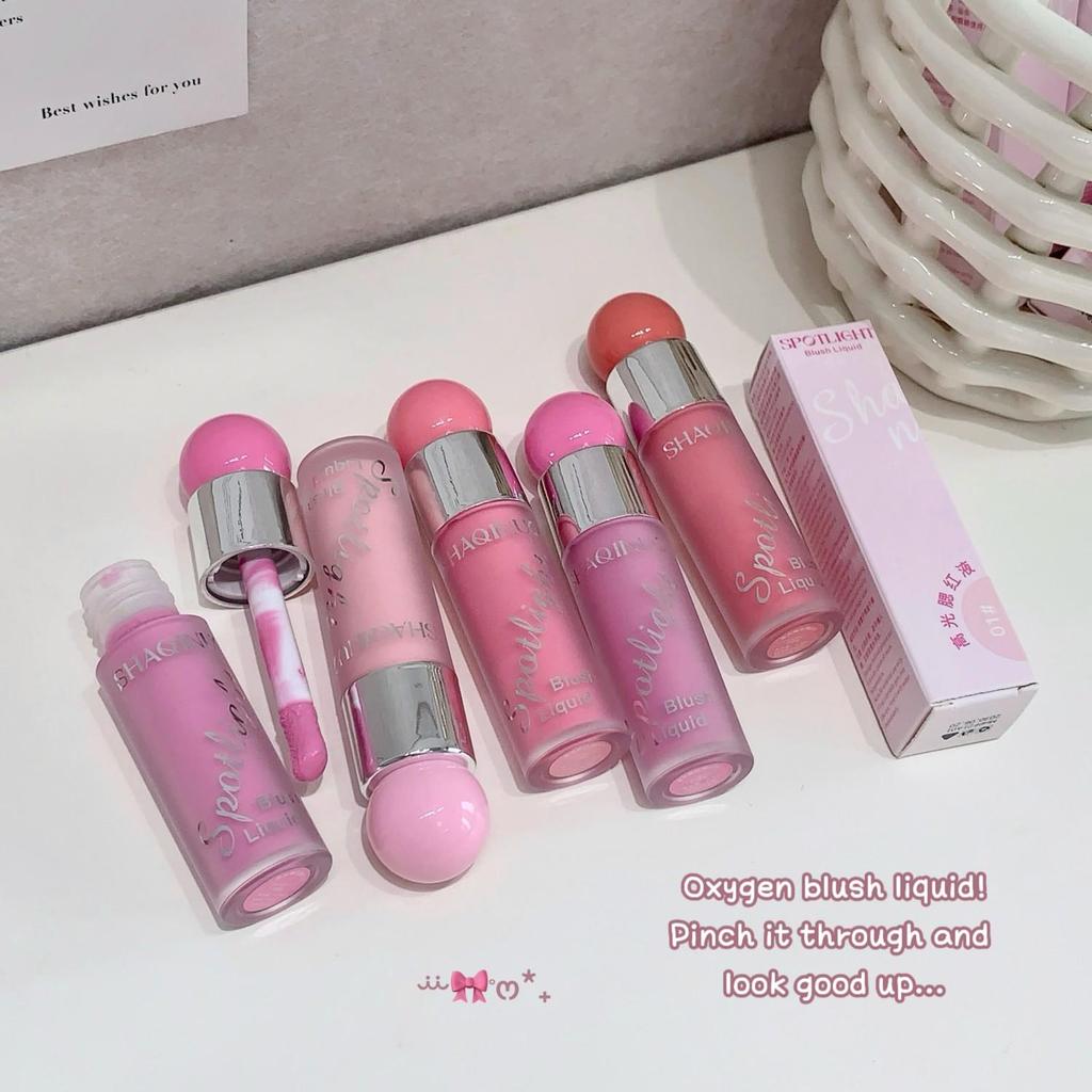 SHAQINUO Radiant Liquid Blush & Highlighter Duo 12h Dewy Glow Lightweight Water-Gel Buildable Mirror