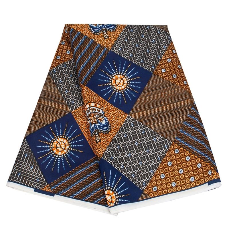 African Waxed Printing Fabric 3Yard Double Side Geometric Print Polyester Fabric For Sewing Craft and Home Decoration