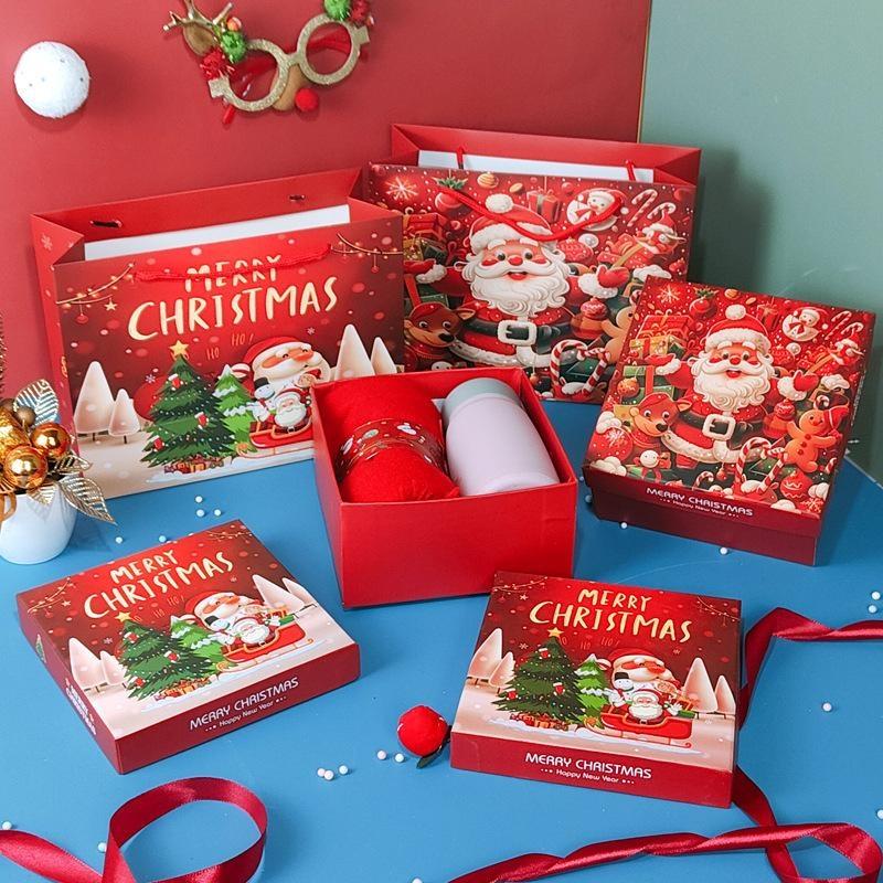Christmas Paper Gift Box Set 1 Pack Durable Xmas Favor Packing Containers for Holiday Party Gifts Home Decoration