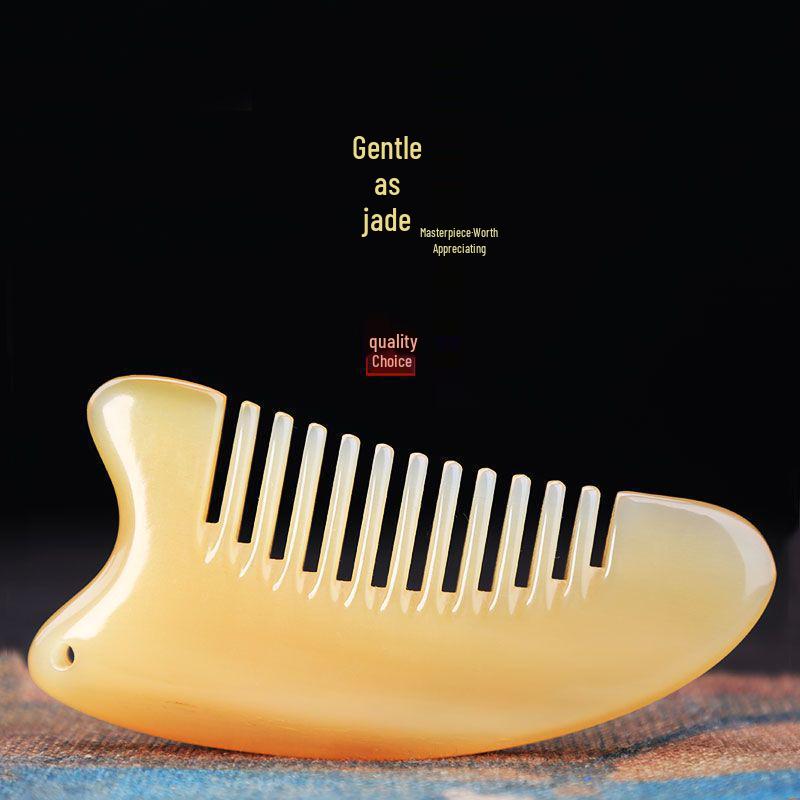 Natural Ox Horn Wide-Tooth Curly Hair Comb - Scalp Massage for Men & Women