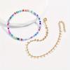 2 Pairs Women's Ankle Chain, Summer Beach Vacation Colorful Rice Bead Beaded Elastic Rope Bohemian Style Golden Round Tassel Chain Anklet Set
