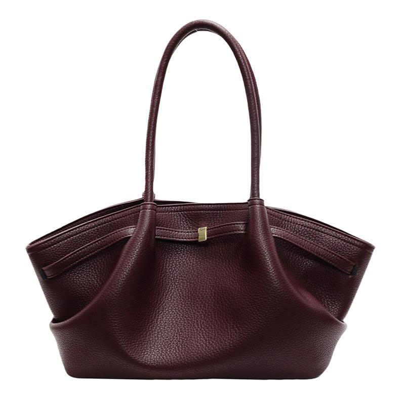 Elegant Pure Color Shoulder Bag With Stitching Details And Polyester Lining For Casual Outings