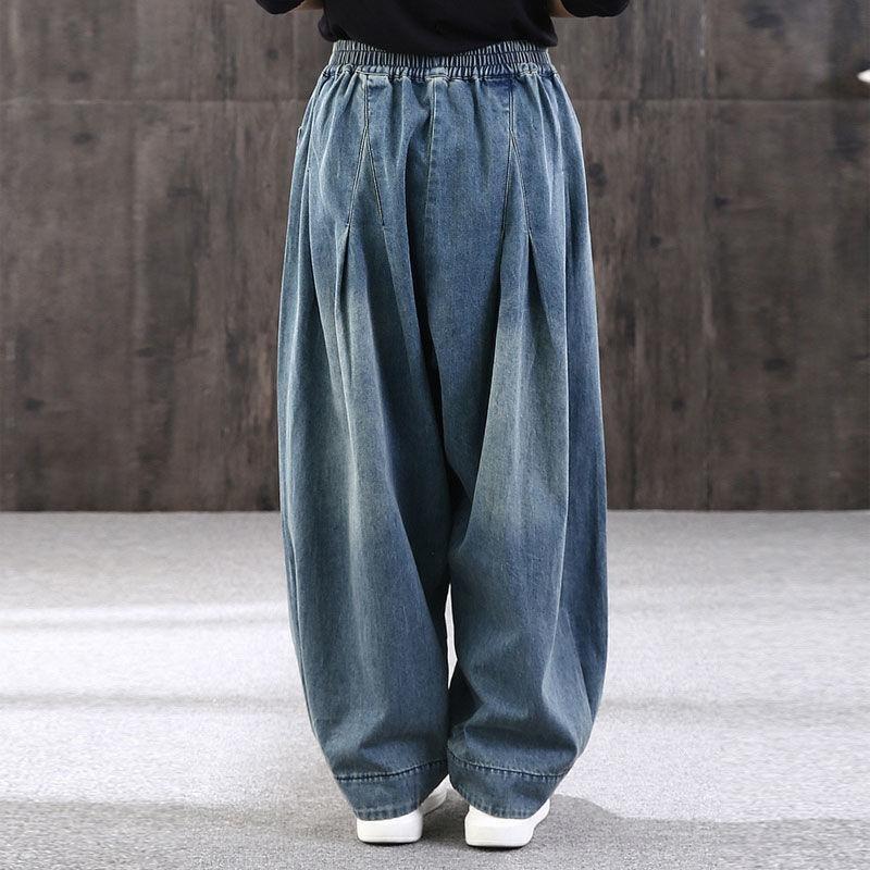 Jeans larghi oversize da donna denim pantaloni incrociati casual pantaloni harem vintage femminili pantaloni Bloomers jeans a gamba larga mamma