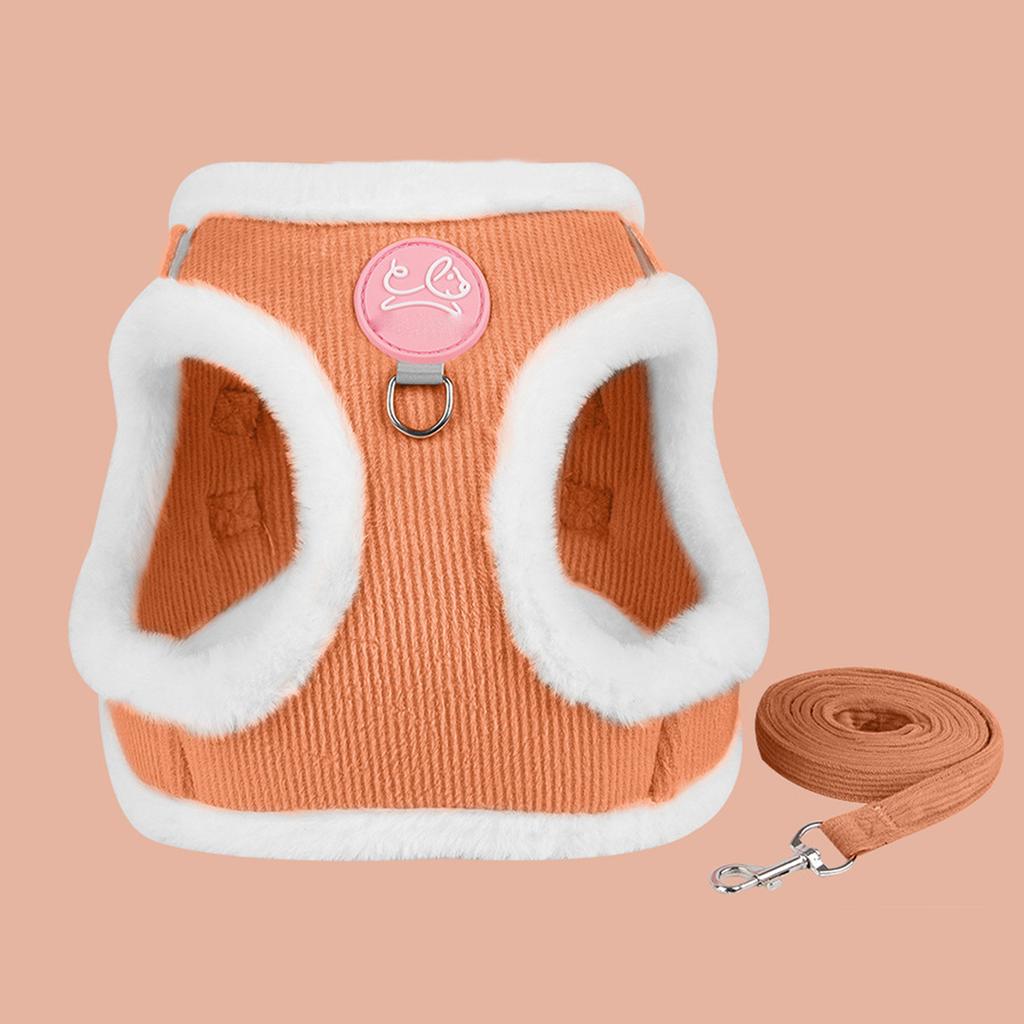 Small Dog and Vest , Chest Strap Leash for Bichon and Pomeranian, - Corduroy Pet Leash