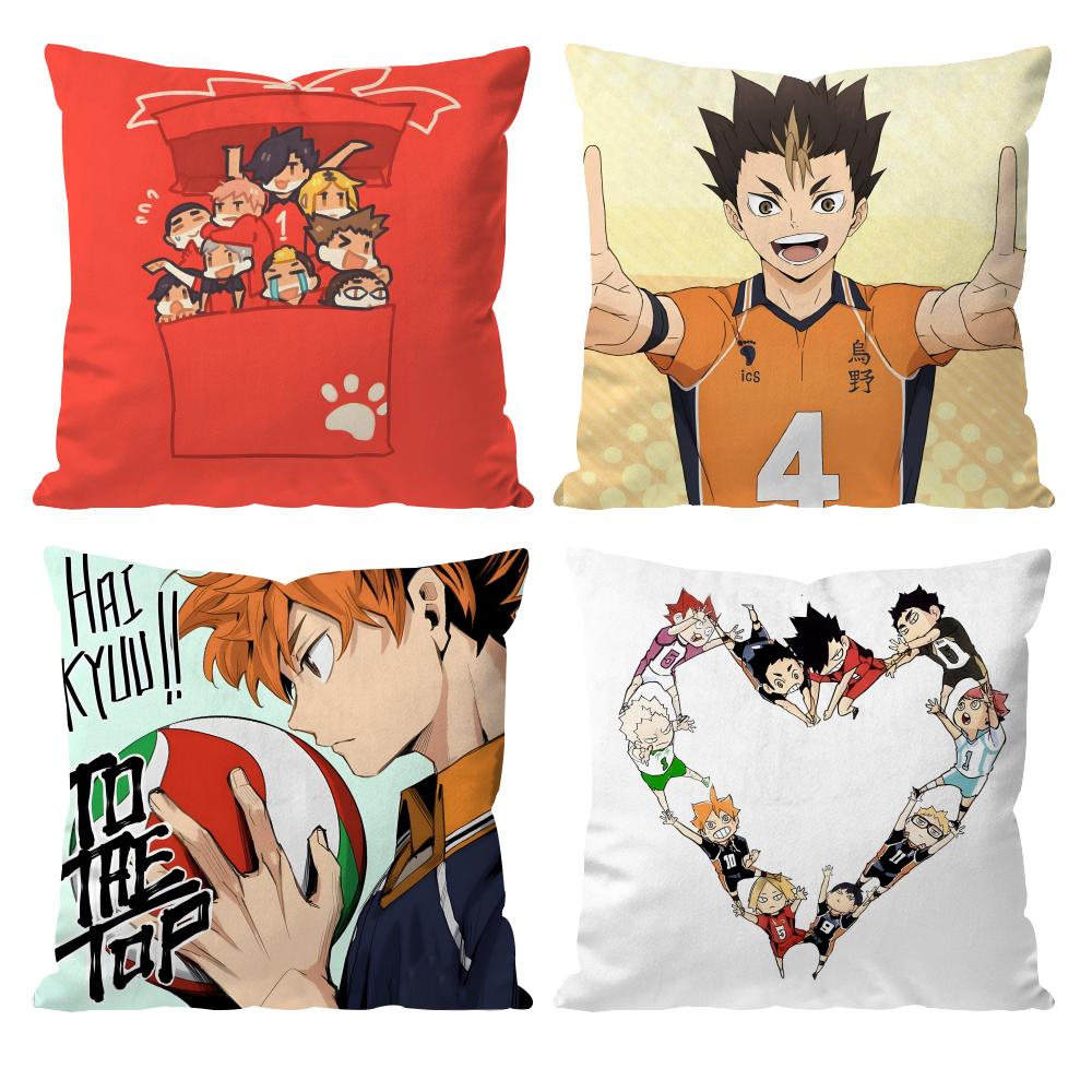 Anime Haikyuu Cartoon Cushion Cover Pattern Printed Pillowcase for Living Room Sofa Cushion Cover & Bedroom Decor