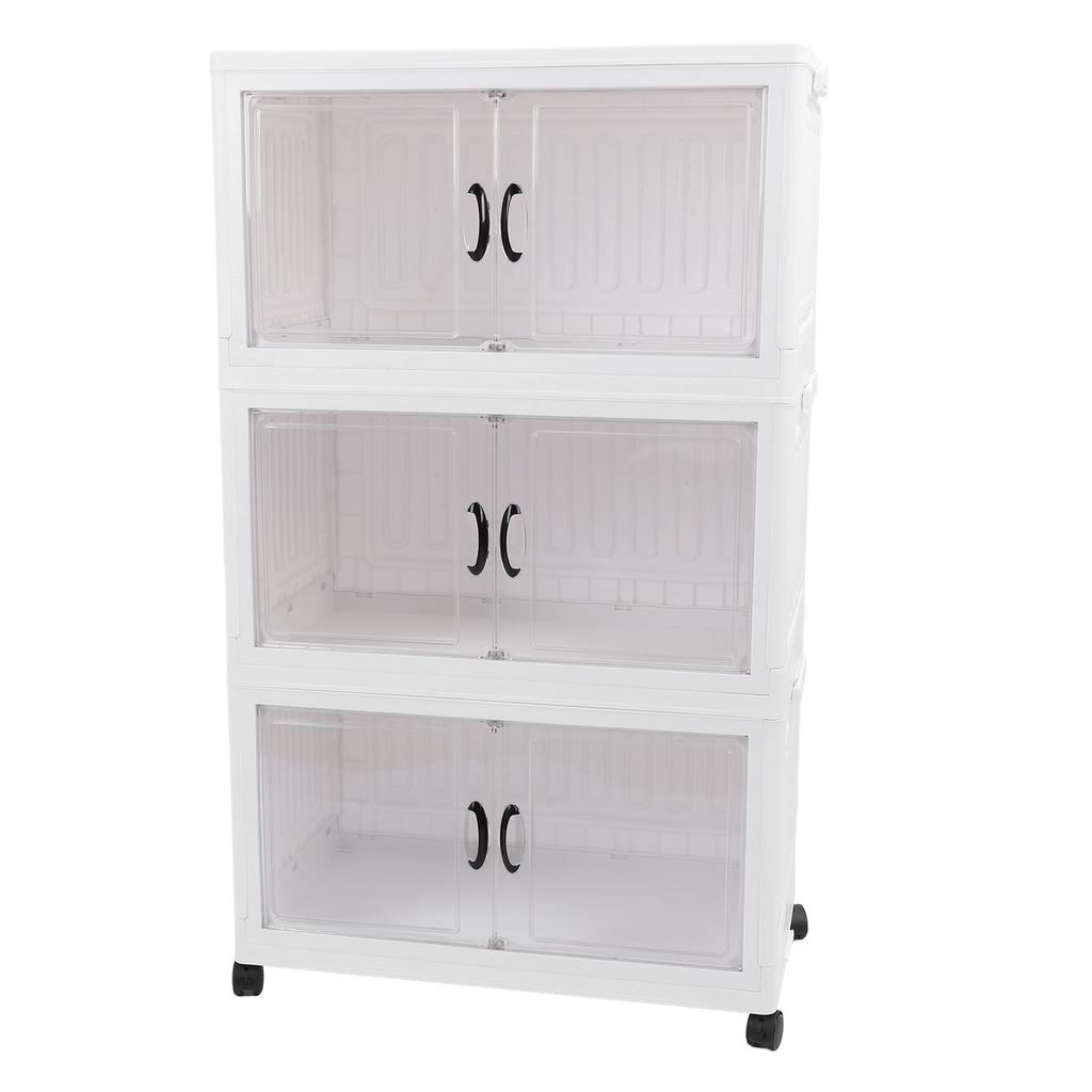 Foldable Storage Cabinet Plastic Storage Containers with 4 Moveable Wheels Folding Storage Bins