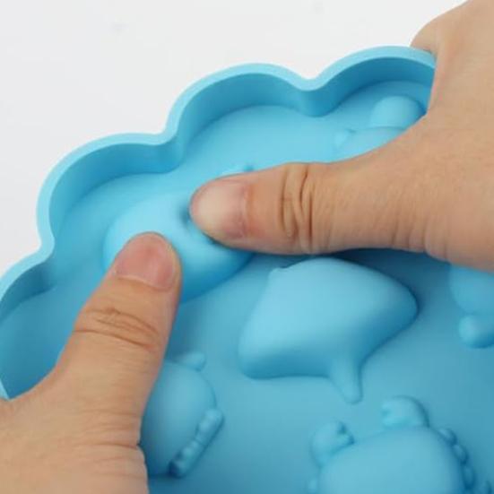 Ocean Animal Silicone Ice Cube Tray Food-Grade Flexible Mold for Seashell Turtle Whale Shapes Easy-Release Fun Ice Maker for Cocktails