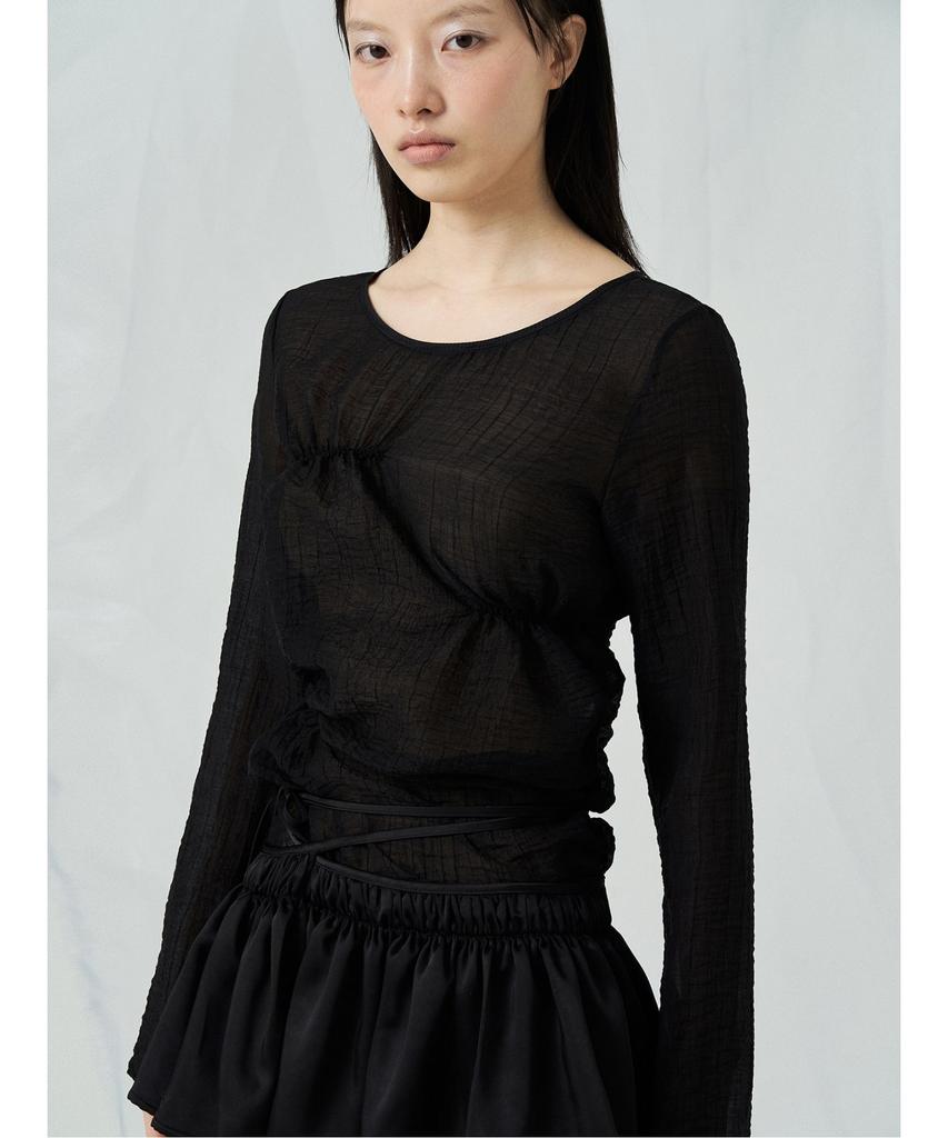 Anggae Black Sheer Blouse Black
