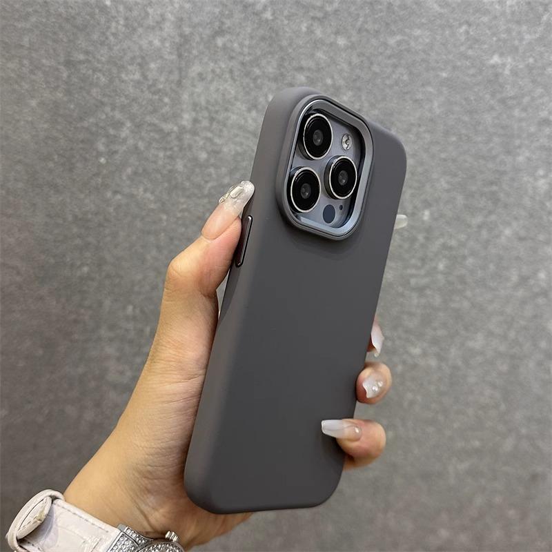 Applicable To Apple IPhone16promax Mobile Phone Case Metal Lens Frame Large Hole Liquid Silicone 15 Full Cover Anti Fall