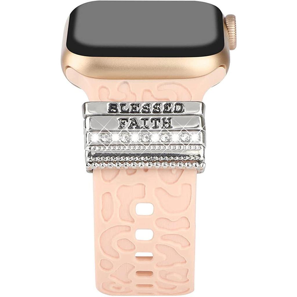 Trendy Silicone Strap for Apple Watch 8 & Samsung - Hot Accessory with Rings/Studs