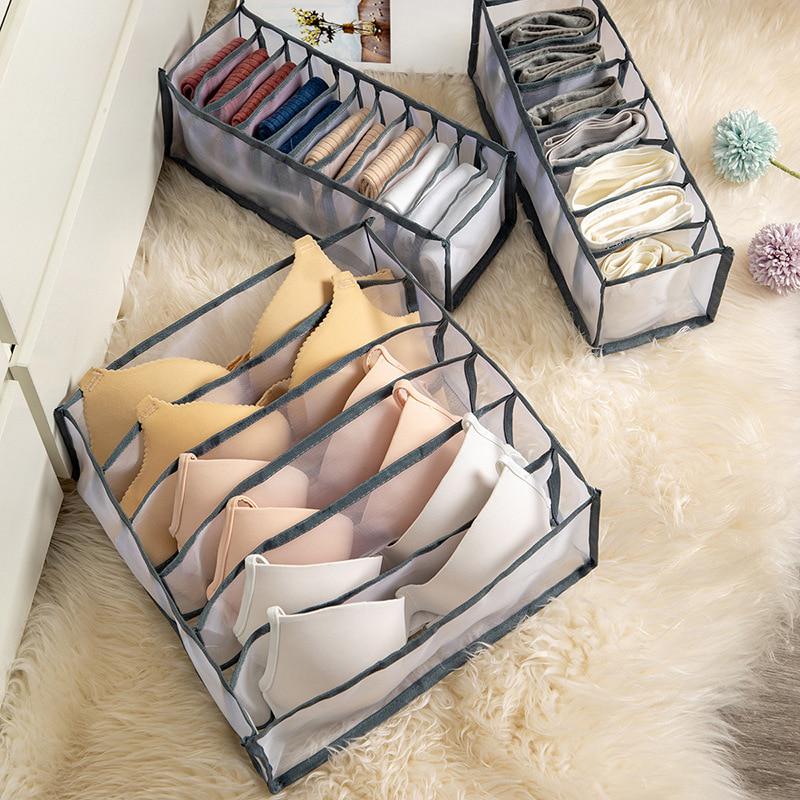 7/11 Grids Folding Underwear Storage Box Closet Drawer Divider Cabinet Organizers For Socks Panties Organizer Dormitory Save Space