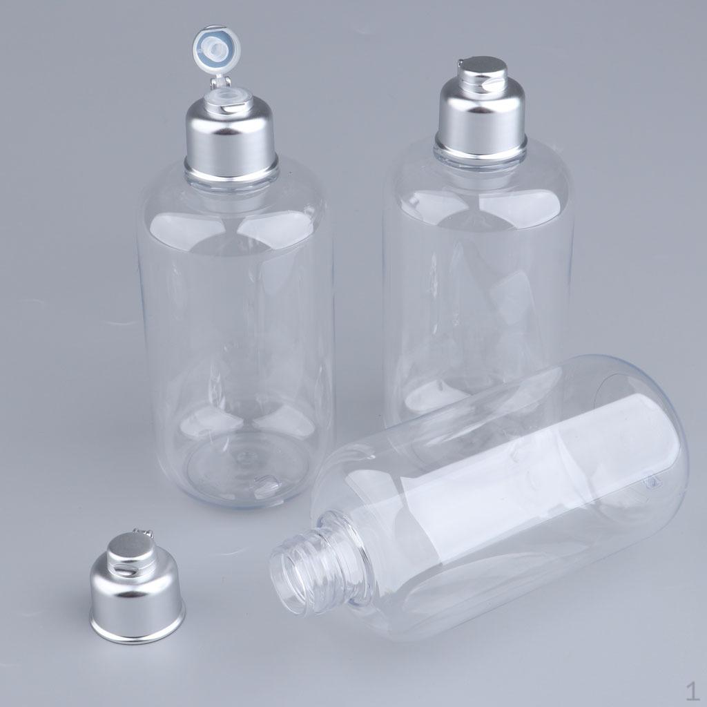 3Pcs 300ml Empty Clear Plastic Bottles Tubes Cap Makeup Containers for Lotions Toners