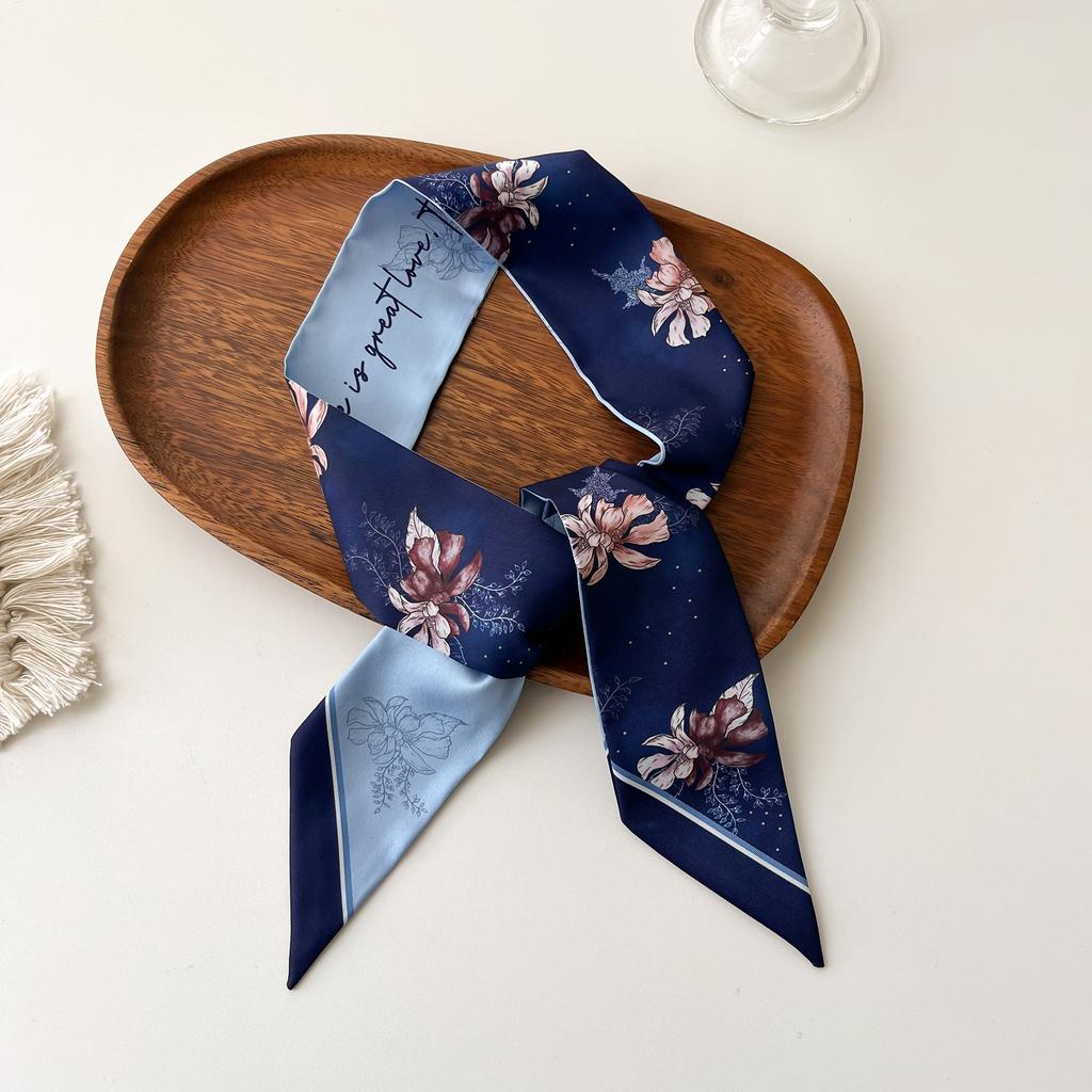 Europe Fashion New National Style Small Nroken Flower Women's Decorative Twill Binding Bag Handle Silk Scarf Ribbon Scarf