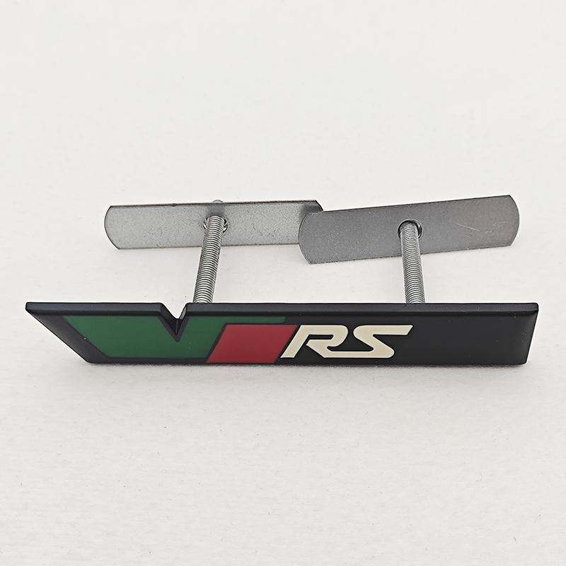 AAAJA1 NEW 3D Metal Car Letters Logo VRS Front Grille Side Fender Trunk Badge Label For Skoda VRS Sticker Emblem Auto Accessories