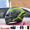 Full Face Motorcycle Helmet With Dual Visor Winter Warm Lining Bluetooth Slot Scooter Riders Men Women All Season