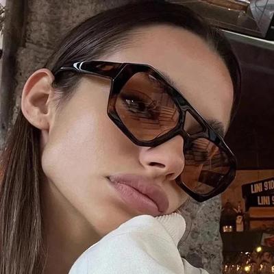 Occhiali da Sole Retro a Doppio Ponte da Donna Montatura Grande Leopardato Marrone Sfumato Occhiali Moda Designer Occhiali da Sole Uomo Tonalità