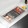 33In 304 Stainless Steel Kitchen Sink, Single Bowl Drop-In Sink with Accessories, Modern Design for Remodeling, Sink Workstation