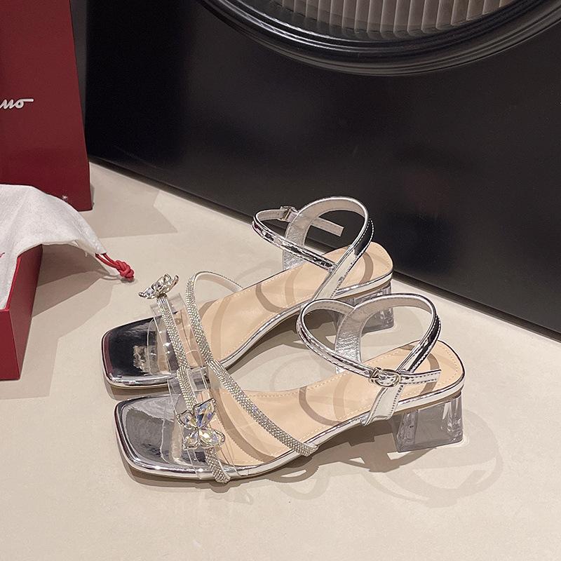 

Одно слово с босоножками на высоком каблуке женская новая летняя одежда с юбкой темпераментная модная универсальная на толстом каблуке римские сандалии 40 серебряный