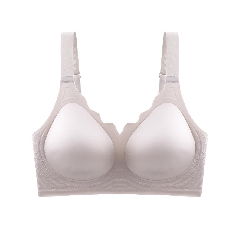 Big red silk jelly interlayer lifting soft support large size bra gathered anti-sagging comfortable pair of thin underwear