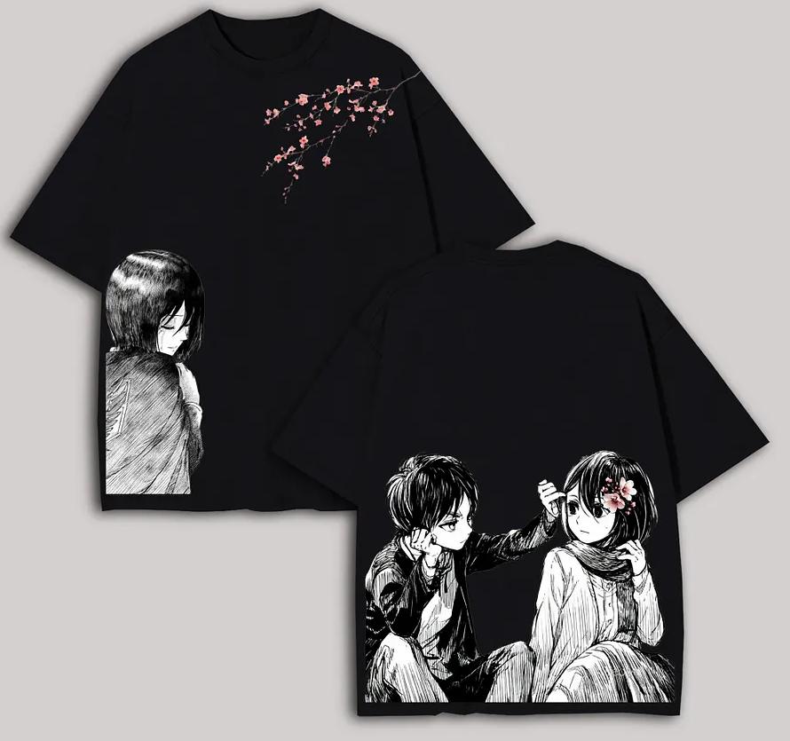 

Attack on Titan Anime Lover Washed T-shirt Year round clothing high quality personality Clothes Plus Size Unisex New Model Couples tee L