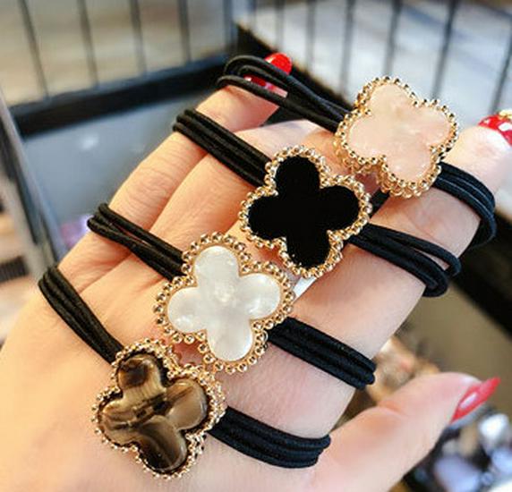 

Изысканная резинка для волос с четырехлистным клевером из стразов - Высокоэластичная резинка для хвостика