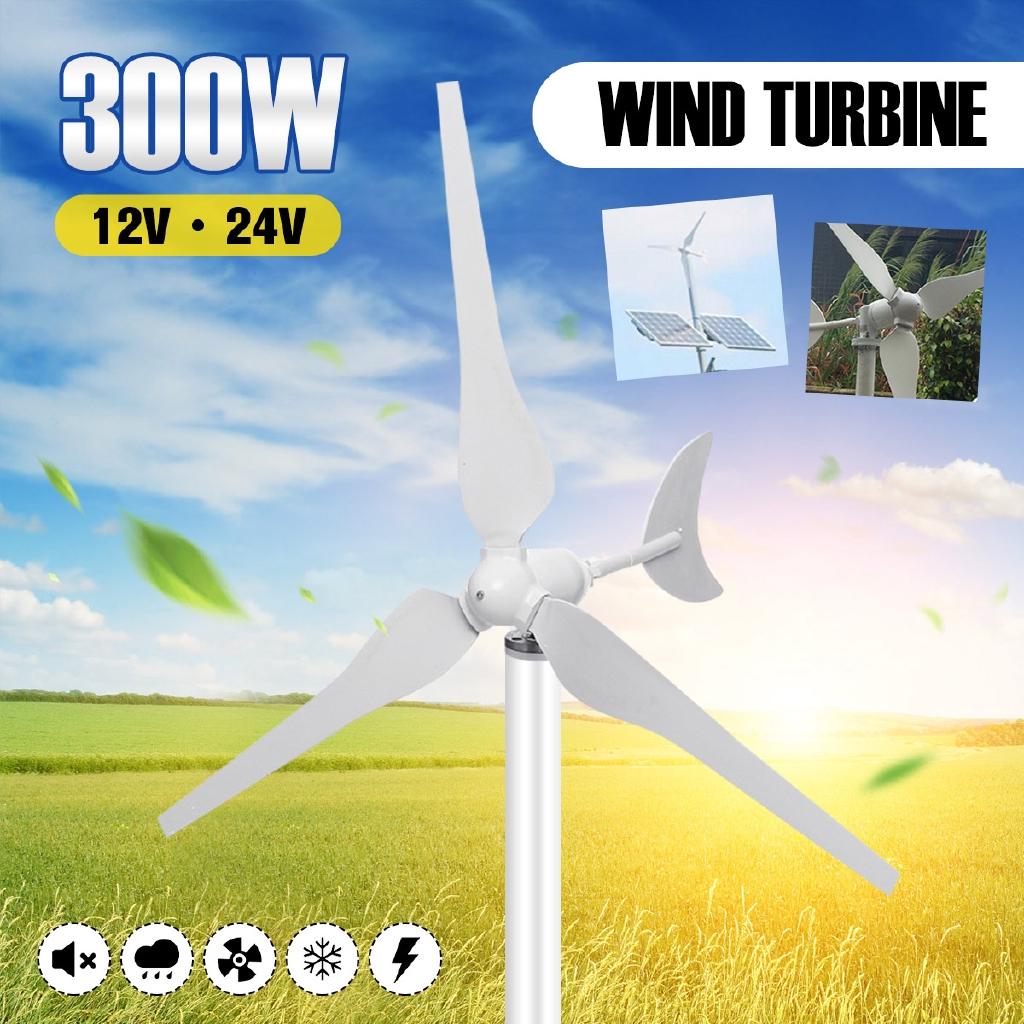 300W Wind Generator Wind Turbines Wind Turbines Generator with 3 Nylon Fiber Blades for Home Solar Light Boat
