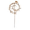 Iron Garden Stake with Aged-Look Brown Finish and Bird Detail for Flowers, Lawn Edges, and Suitable Soil Placement
