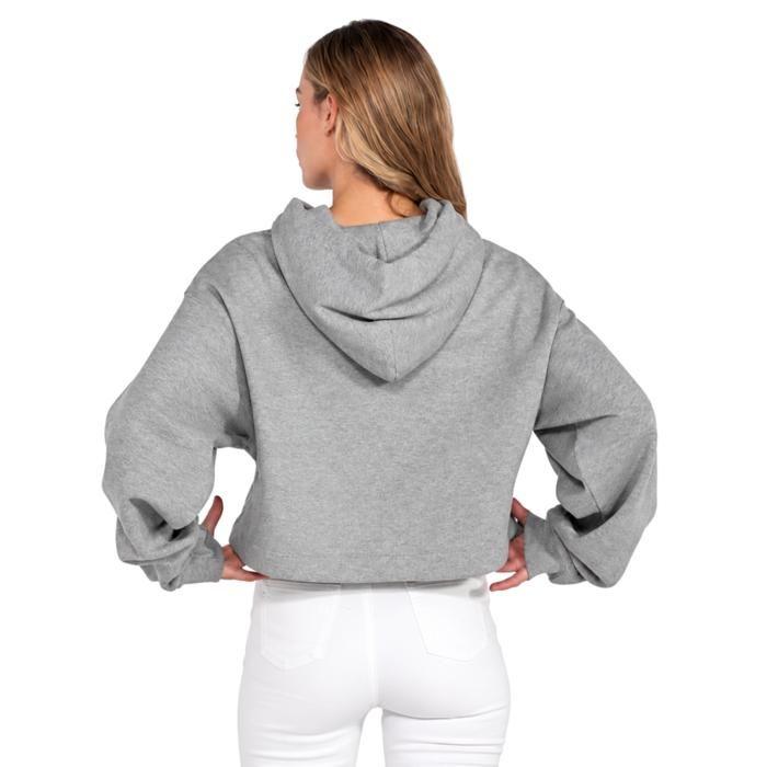 Sweat Crop Oversize à Capuche Femme Gris Chiné – 290 g/m² - Gris